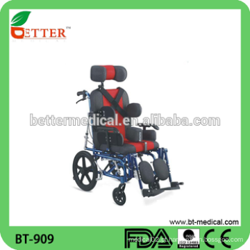Cadeira de rodas de alumínio dobrável mais vendida para crianças com paralisia cerebral